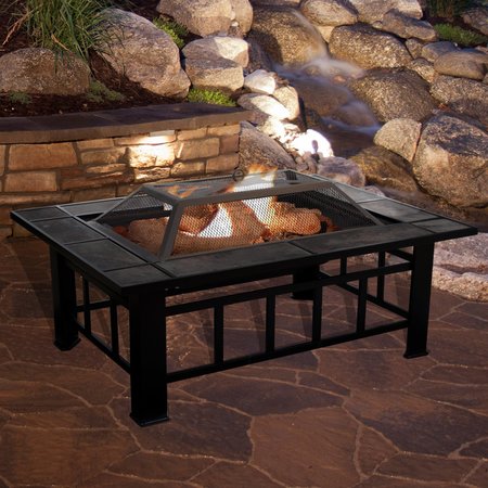 PURE GARDEN 37-inch Outdoor Fire Pit Table, Black 50-153